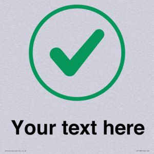 Custom plain background, green tick in circle sign